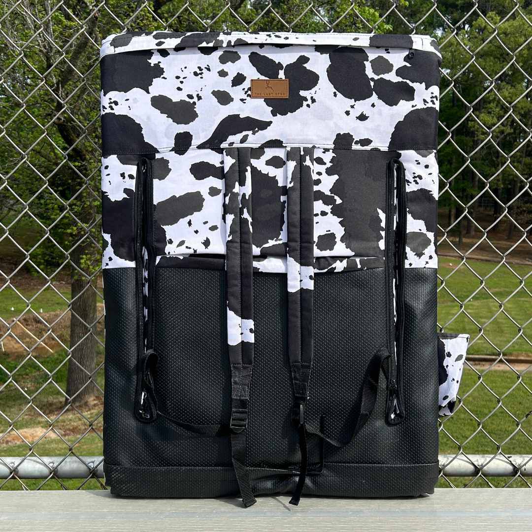 Black Cow Print 23" Stadium Seat with Armrests