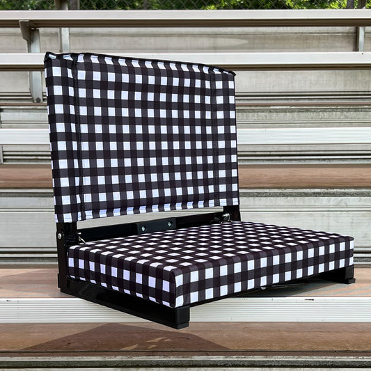 Black & White Check Folding Stadium Seat