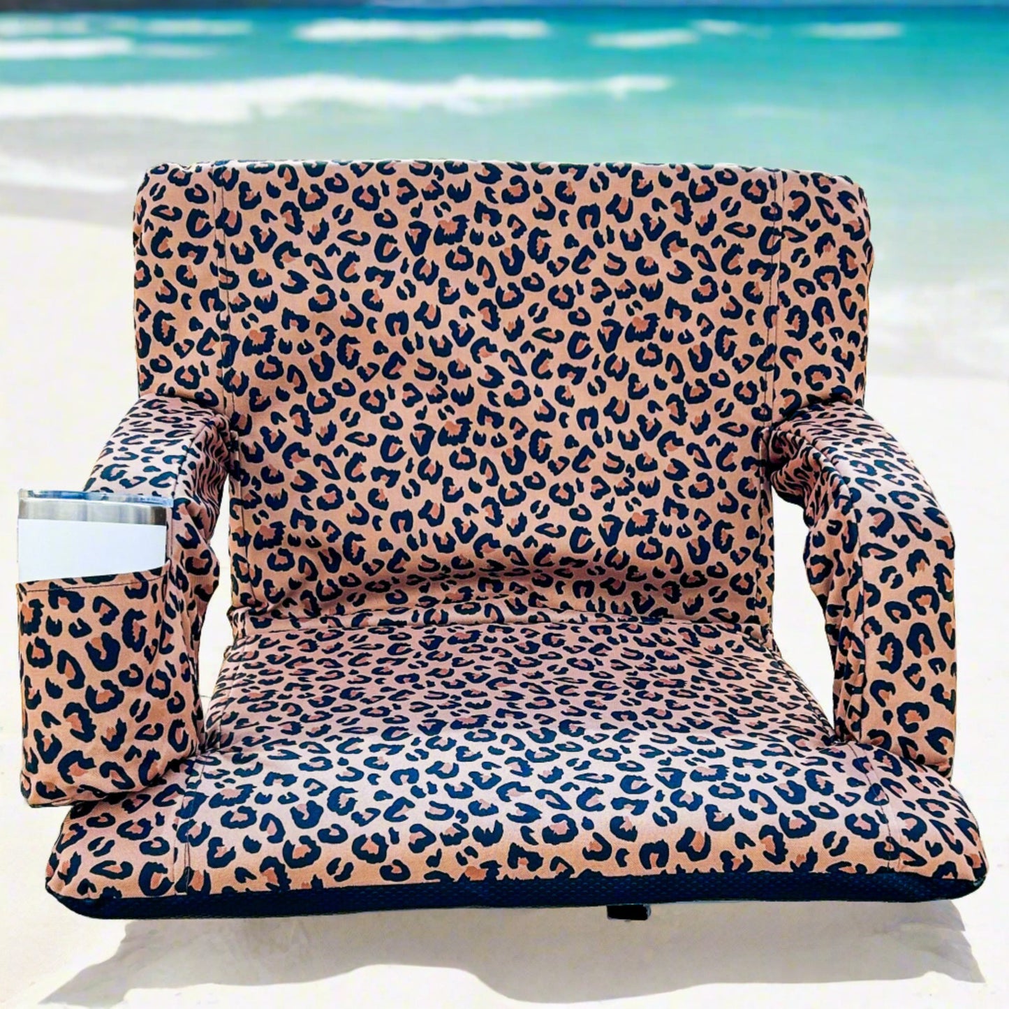 Leopard Print 23" Stadium Seat with Armrests