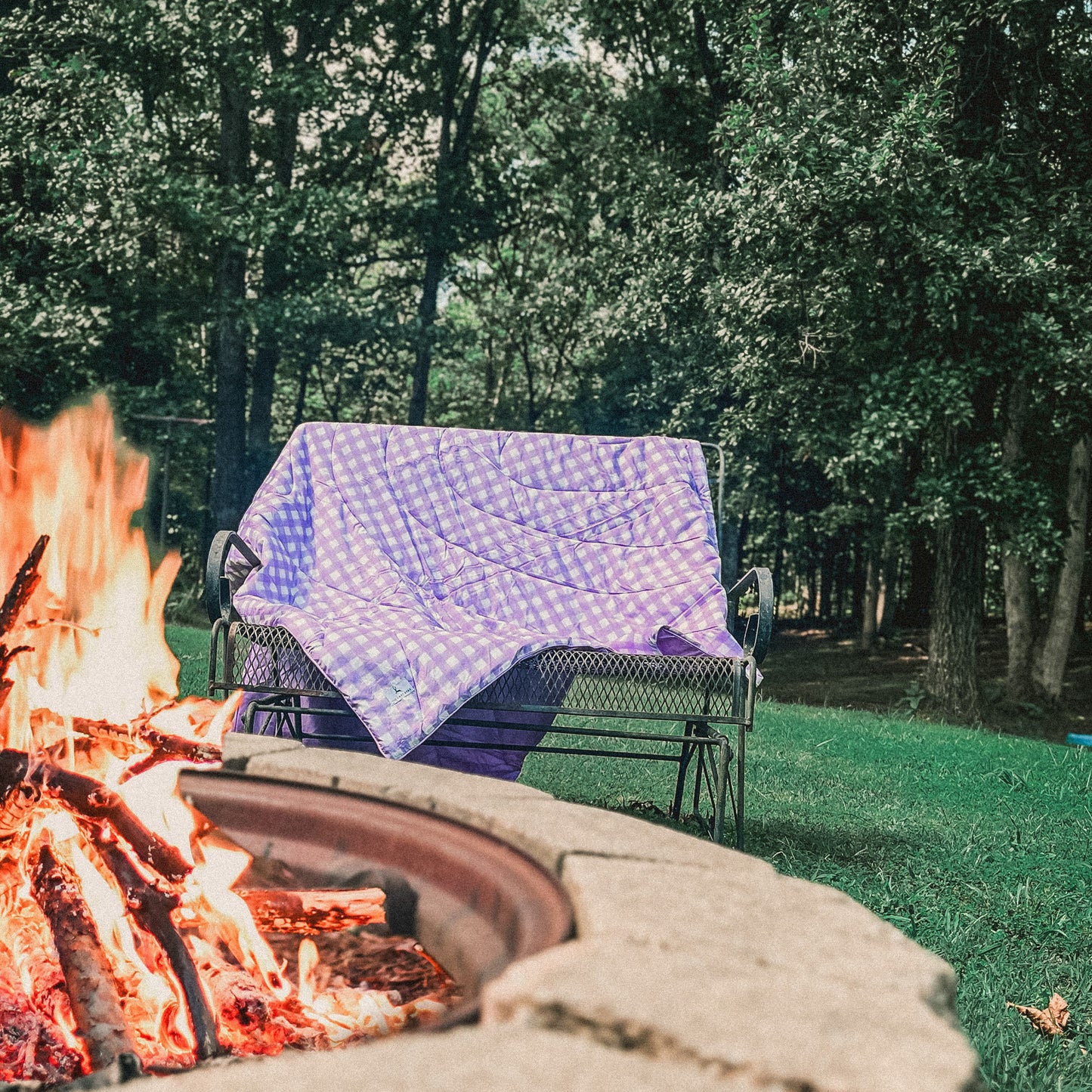 Lilac Check - Indoor/Outdoor Puffy Blanket