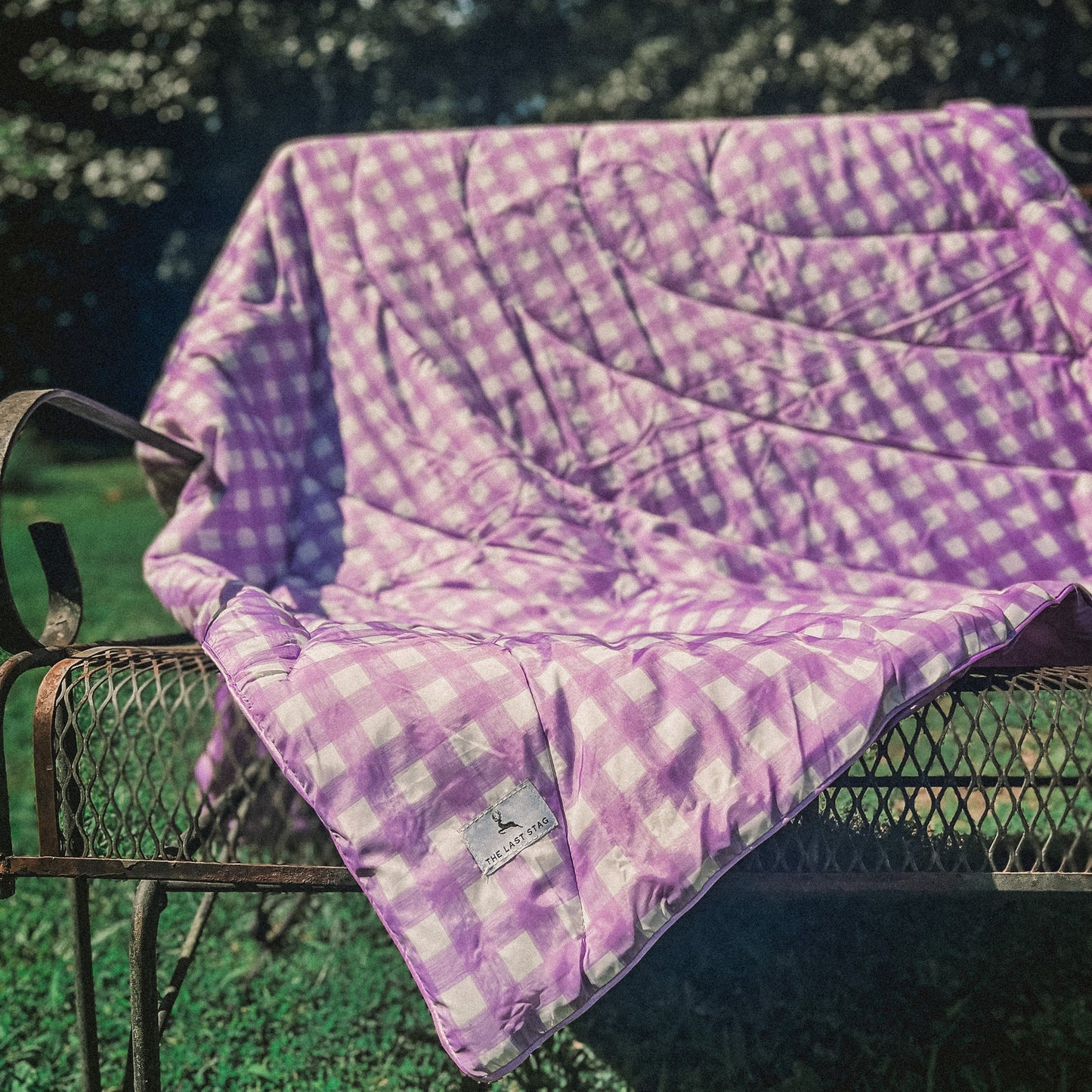 Lilac Check - Indoor/Outdoor Puffy Blanket