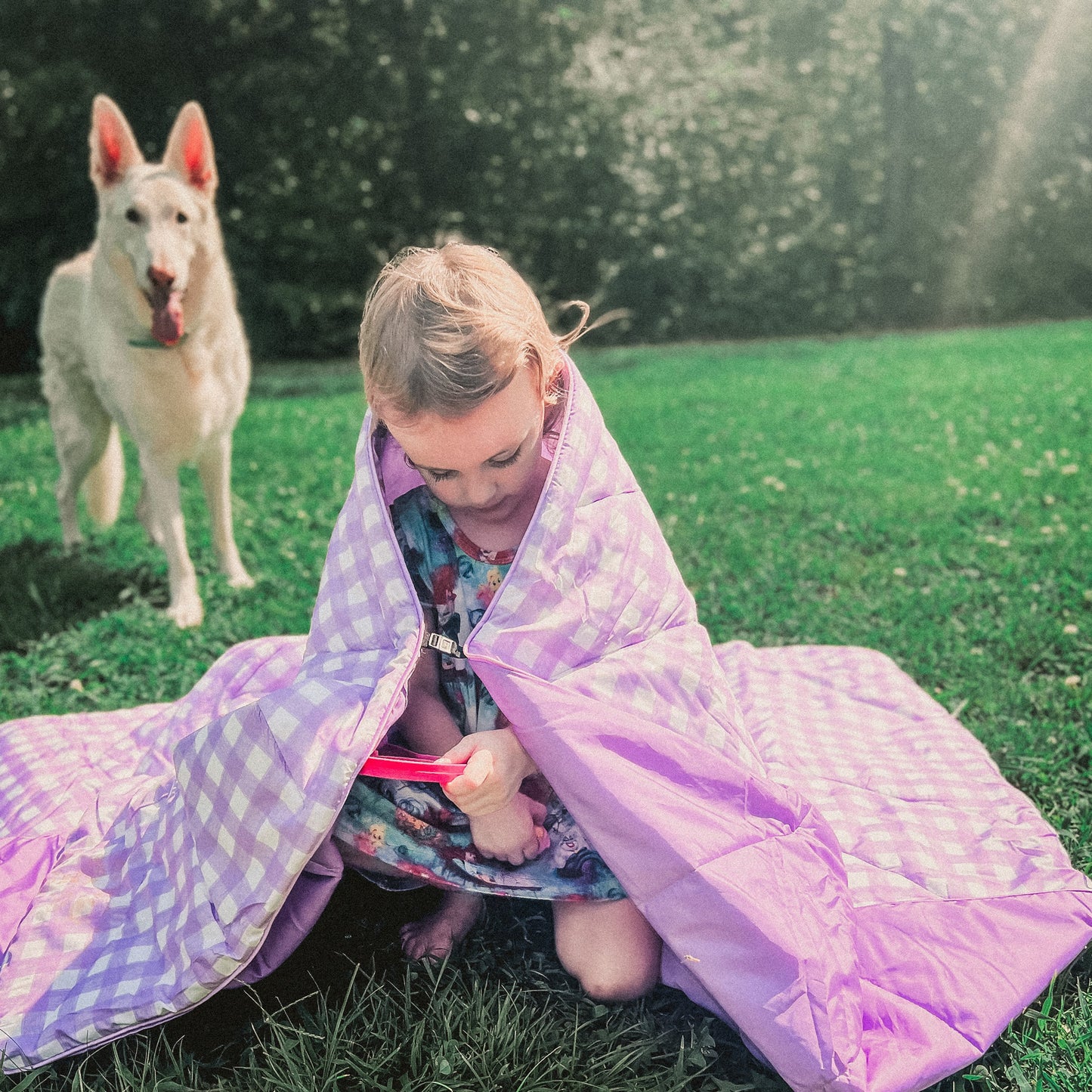 Lilac Check - Indoor/Outdoor Puffy Blanket