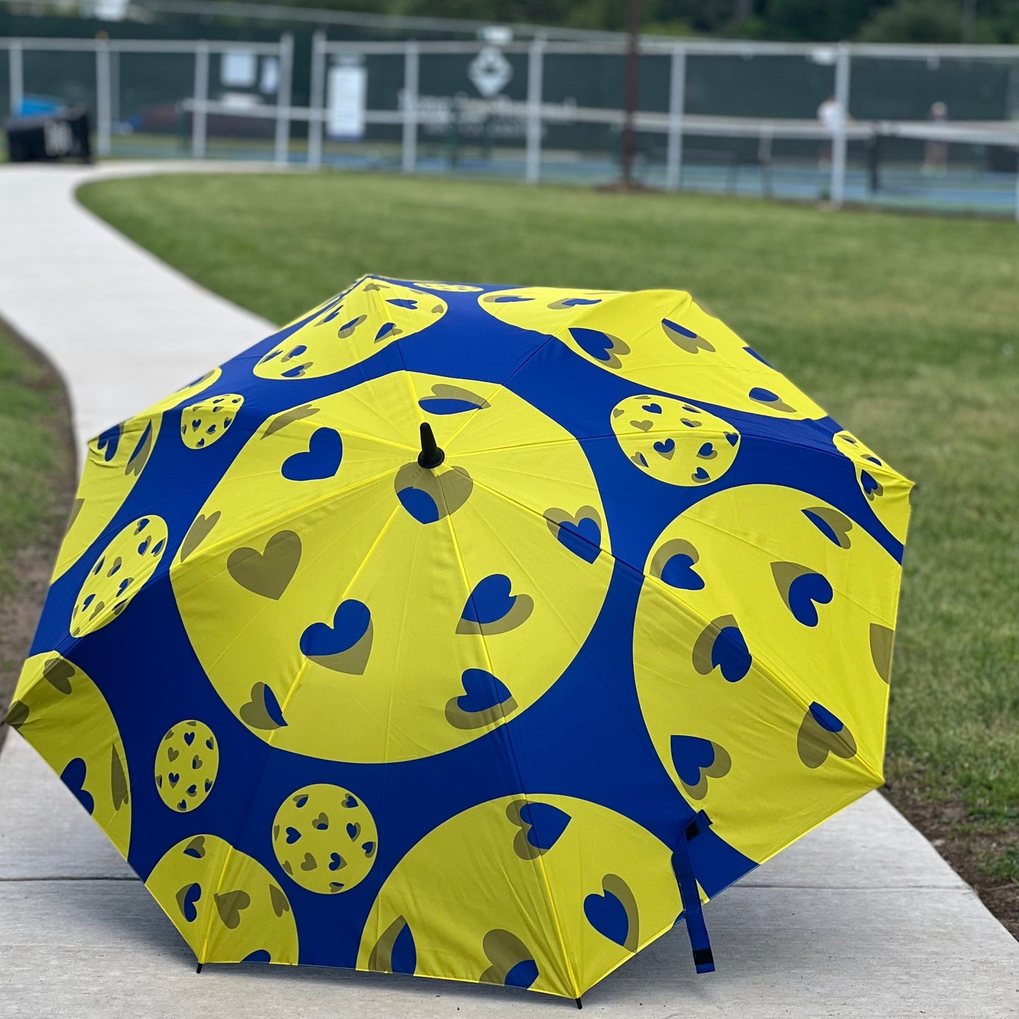 Pickleball Hearts - Large Golf Umbrella