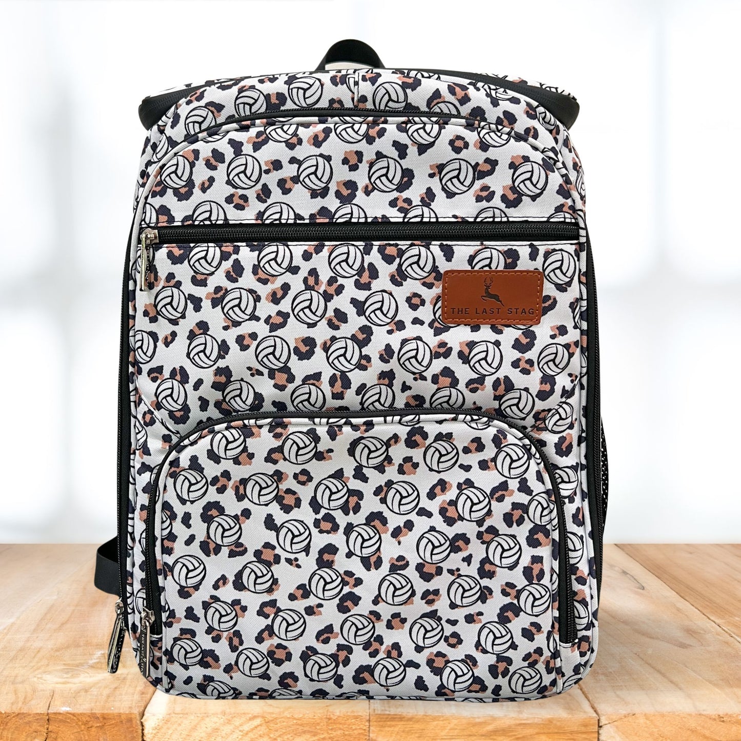 Volleyball and Leopard Print Backpack Cooler