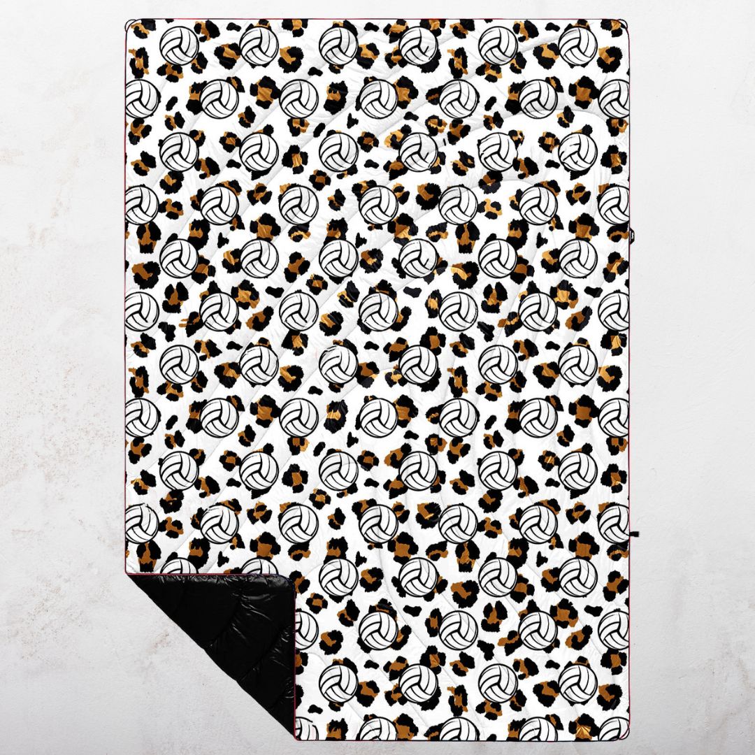 Volleyball & Leopard Print - Indoor/Outdoor Puffy Blanket