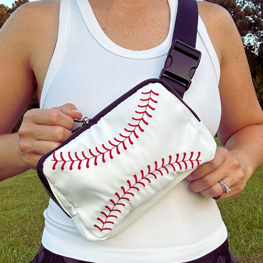 Baseball Embroidered Stitches Easy Carry Belt Bag