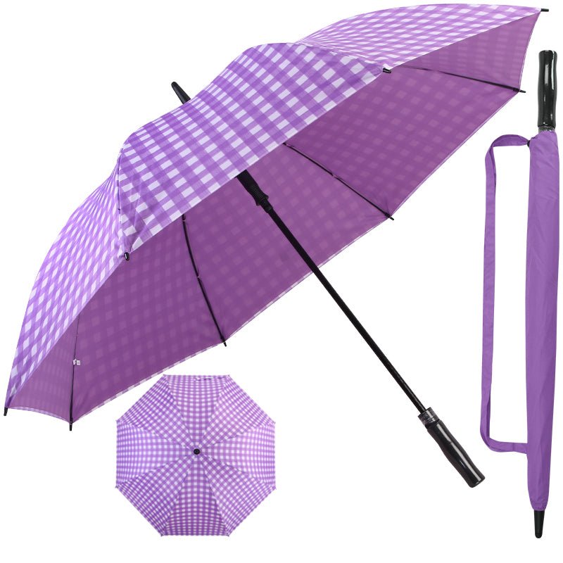 Lilac Check Large 52" Golf Umbrella - The Last Stag