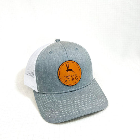 The Last Stag Leather Patch Hat - Grey/White - The Last Stag